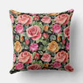 ロマンチックなピンクのバラ クッション (裏面)