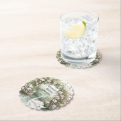 ロマンチックなピンクのバラ スワン湖 フラワーブライダルシャワー ペーパーコースター (インサイチュ)