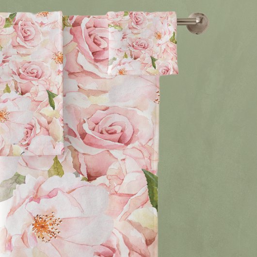 ロマンチックなピンクのバラ バスタオルセット