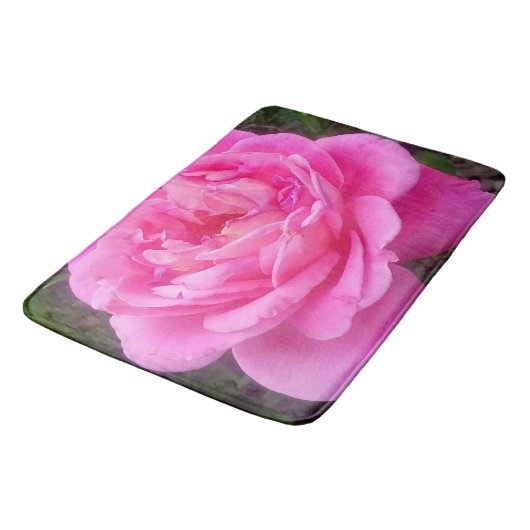 ロマンチックなピンクのバラ「レオナルド・ダ・ヴィンチ」 バスマット (アングル)