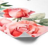 ロマンチックなピンクのバラ&書道へようこそ ポスター (角)