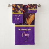 ロマンチックなピンクのフラミンゴと紅葉 バスタオルセット (インサイチュ)