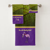 ロマンチックなピンクのフラミンゴと金ゴールド箔 バスタオルセット (インサイチュ)