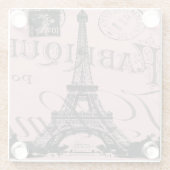 ロマンチックなピンクのフランス ヴィンテージ パリ エッフェル塔 ガラスコースター (裏面)