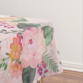 ロマンチックなピンクのフローラの絵画水色 テーブルクロス (インサイチュ)