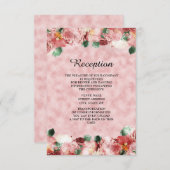 ロマンチックなピンクのフローラウェディングレセプション招待状 招待状 (正面/裏面)