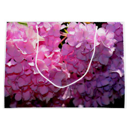 ロマンチックなピンクのフローラエレガントアジサイ ラージペーパーバッグ