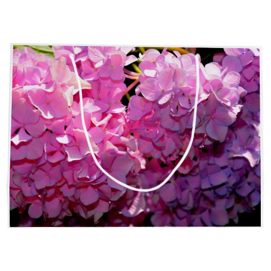 ロマンチックなピンクのフローラエレガントアジサイ ラージペーパーバッグ (裏面)