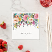 ロマンチックなピンクのフローラガーデンウォーターカラー スタンダードカクテルナプキン (インサイチュ)