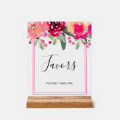 ロマンチックなピンクのフローラブライダルシャワーの好意 アクリルサイン (正面)