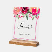 ロマンチックなピンクのフローラブライダルシャワーの好意 アクリルサイン (傾斜)