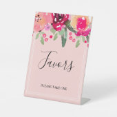 ロマンチックなピンクのフローラブライダルシャワーの好意 台座サイン (正面)