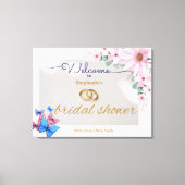 ロマンチックなピンクのフローラブライダルシャワー歓迎ポスター キャンバスプリント (正面)