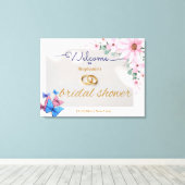 ロマンチックなピンクのフローラブライダルシャワー歓迎ポスター キャンバスプリント (インサイチュ (ウッドフロア))