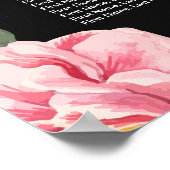 ロマンチックなピンクのフローラ結婚リースのシーティングチャート ポスター (角)