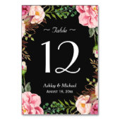 ロマンチックなピンクのフローラ結婚リースのテーブル番号 テーブルナンバー (裏面)