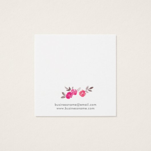 ロマンチックなピンクのフローラ背景イヤリングカード (裏面)