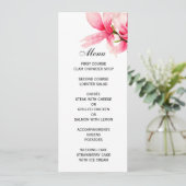 ロマンチックなピンクのマグノリアの花の結婚式メニュー メニュー (スタンド正面)