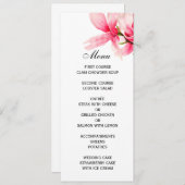 ロマンチックなピンクのマグノリアの花の結婚式メニュー メニュー (正面/裏面)