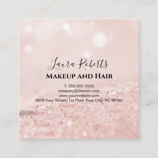 ロマンチックなピンクのライトエフェクトグリッターアポイントメントca 予約カード (裏面)