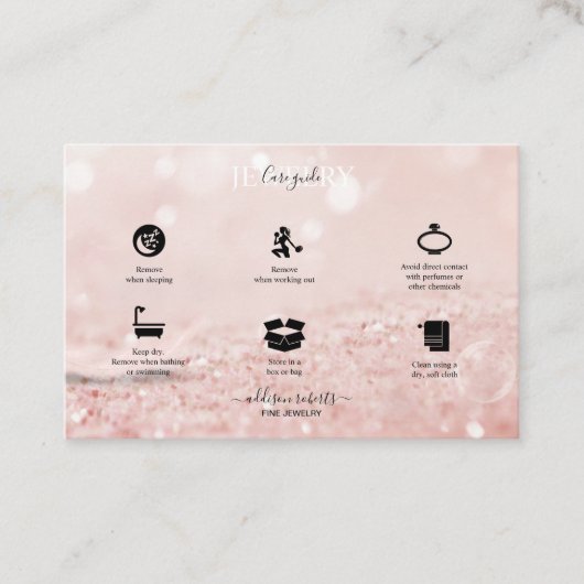 ロマンチックなピンクのライトエフェクトグリッター気にジュエリーBu 名刺 (正面)