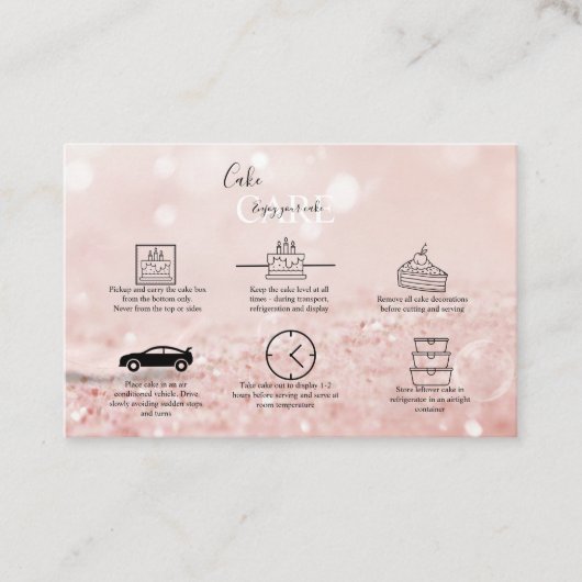 ロマンチックなピンクのライト効果グリッターケーキブ気にシュ 名刺 (正面)