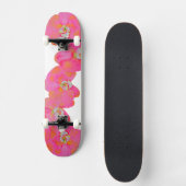 ロマンチックなピンクのラン水彩画 スケートボード (正面)