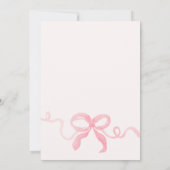 ロマンチックなピンクのリボン水彩ブライダルシャワー 招待状 (裏面)