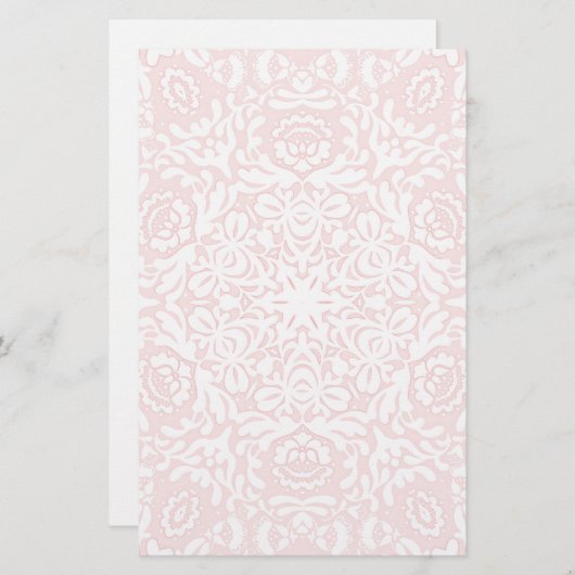 ロマンチックなピンクのレースフローラ文具 便箋 (正面/裏面)