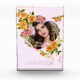 ロマンチックなピンクのローズラブフォトピンク フォトブロック