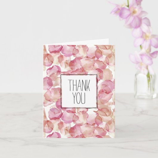 ロマンチックなピンクのローズ花びらフローラありがとう カード (蘭)