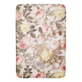 ロマンチックなピンクのヴィンテージのばら色の花模様 バスマット (正面縦)