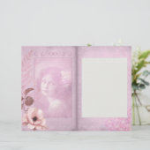 ロマンチックなピンクのヴィンテージジャーナルのスクラップブックページ (スタンド正面)