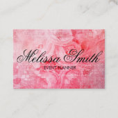 ロマンチックなピンクの古いバラの素朴なBussinesカード 名刺 (正面)