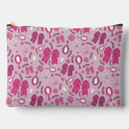 ロマンチックなピンクの弓とバラ アクセサリーポーチ