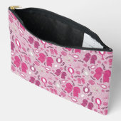 ロマンチックなピンクの弓とバラ アクセサリーポーチ (見開き)