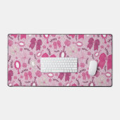 ロマンチックなピンクの弓とバラ デスクマット (キーボード&マウス)