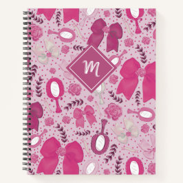 ロマンチックなピンクの弓とバラ ノートブック