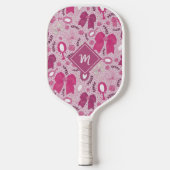 ロマンチックなピンクの弓とバラ ピックルボールラケット (正面)
