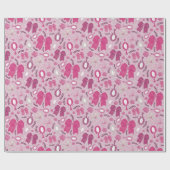 ロマンチックなピンクの弓とバラ ラッピングペーパー (フラット)