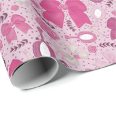 ロマンチックなピンクの弓とバラ ラッピングペーパー (ロールコーナー)