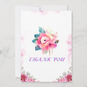 ロマンチックなピンクの折り畳み結婚式招待状 招待状 (裏面)