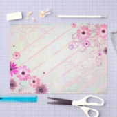 ロマンチックなピンクの春の花を対角ストライプ 薄葉紙 (クラフト)