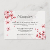 ロマンチックなピンクの桜の花のウェディング エンクロージャーカード (正面)