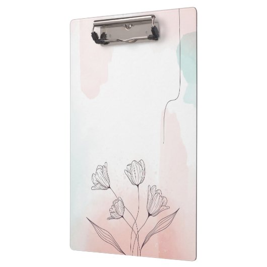 ロマンチックなピンクの水のカラーフローラ クリップボード (左)