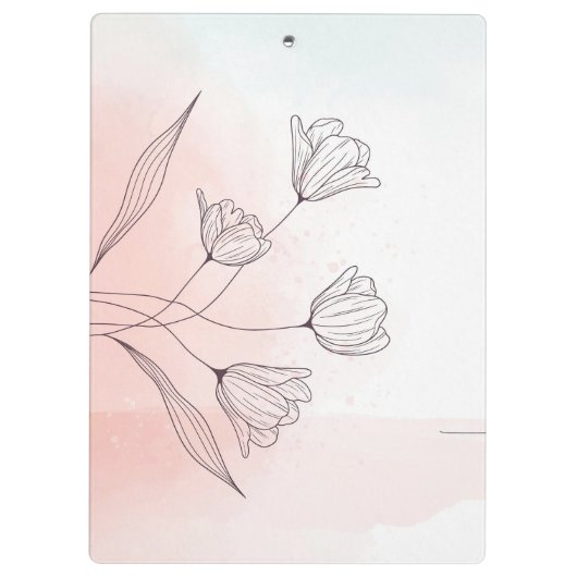 ロマンチックなピンクの水のカラーフローラ クリップボード (裏面)