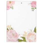 ロマンチックなピンクの水の色の牡丹フローラ クリップボード (裏面)
