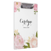 ロマンチックなピンクの水の色の牡丹フローラ クリップボード (右)