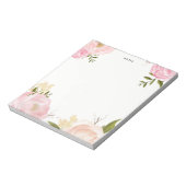 ロマンチックなピンクの水色の花メモ帳 ノートパッド (回転)
