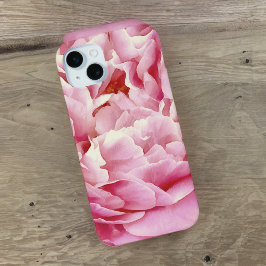 ロマンチックなピンクの牡丹の花びらクローズアップ iPhone 15 MINIケース